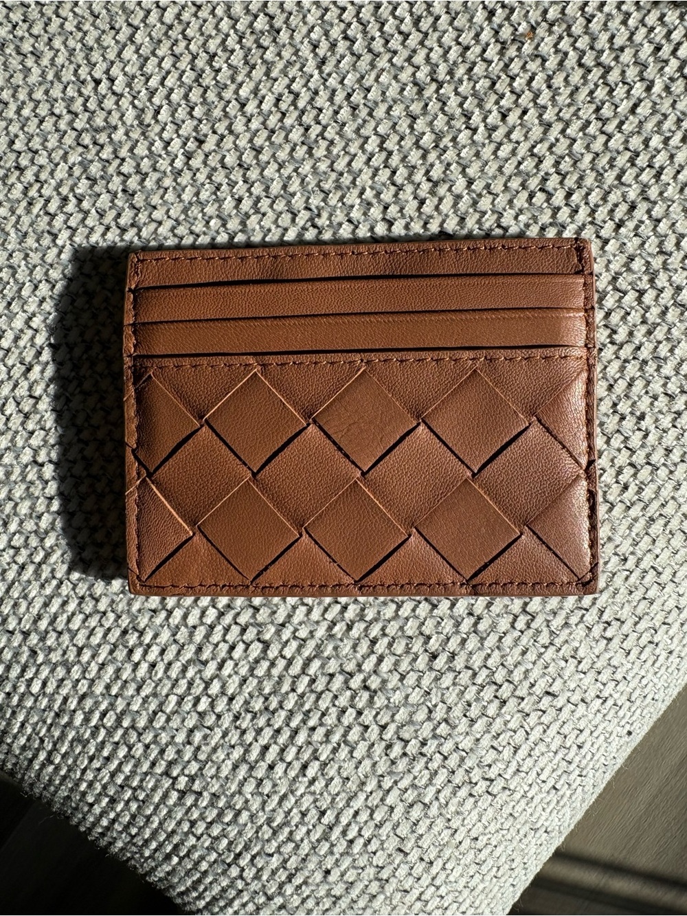 Quince Brown Woven Leather Card & Key Holder